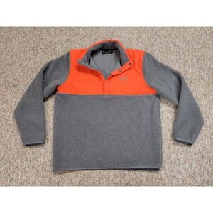 Under Armour Sweater Mens XL Grey Orange Snap Button Sherpa Fleece Loose Fit